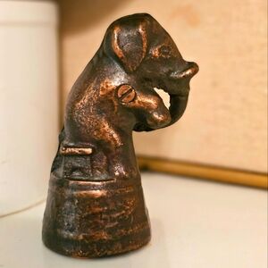 Farmhouse Antique Cast Iron Elephant on Bench Coin Bank